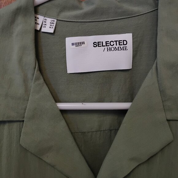 Selected Homme Iceberg Green Cuban Collar Shirt - Picture 3 of 3